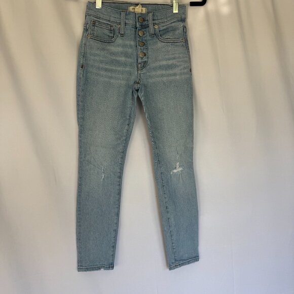Madewell 9” High Rise Skinny Button Fly Denim Jean Sz 23 Light Wash - 0388 - Picture 8 of 11